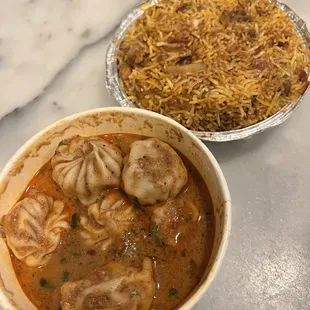 Chicken Biryani and Jhol Momo