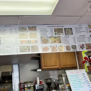 menus on the wall