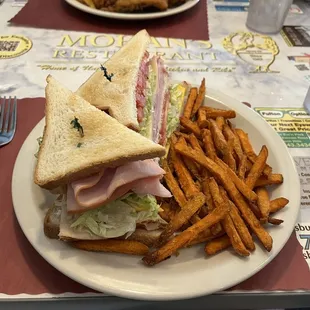a sandwich and fries on a plate