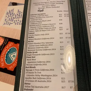 Wine Menu