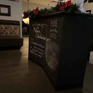 a blackboard sign in a restaurant