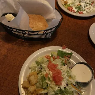 Salad and bread