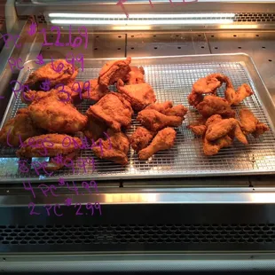 a tray of fried chicken