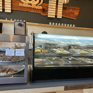 Display case of pastries
