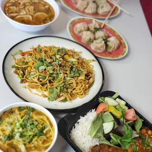 a variety of asian food
