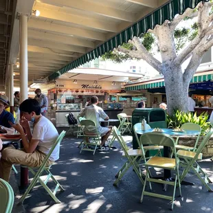 people eating outside