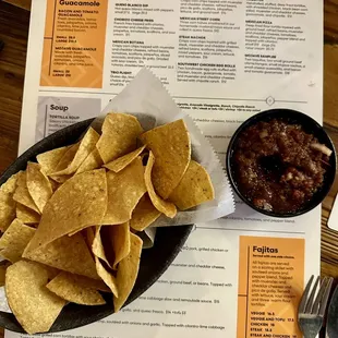 Chips &amp; salsa. Not a big fan of the salsa... but passable.