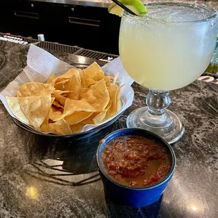 Jumbo "Skinny Chica" Margarita with Chips &amp; Fire-Roasted Salsa