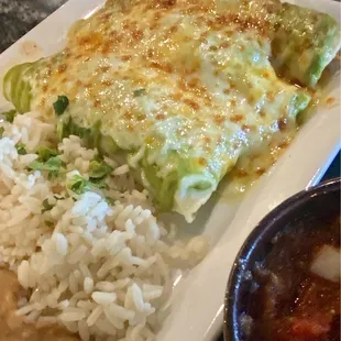 Enchiladas Poblanos w/ Cilantro Lime Rice