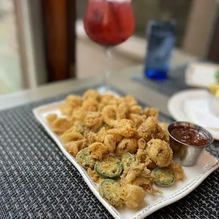 Calamari and jalapeño appetizer