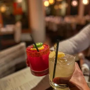 Prickly pear (left) and abejorra cocktails