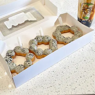 a box of six donuts