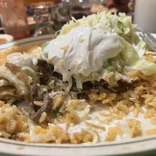 a plate of mexican food