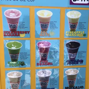 Smoothie menu