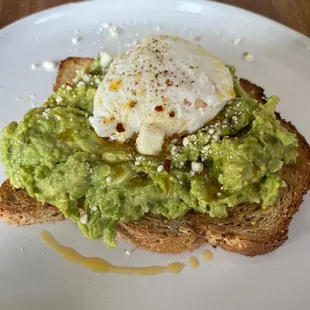 Smashed Avocado and Feta on Toast with poached egg