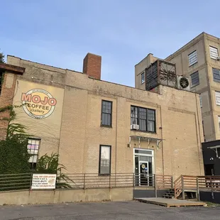 Outside/side entrance.  Plenty of parking available.