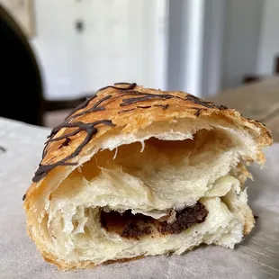 the inside of a pastry