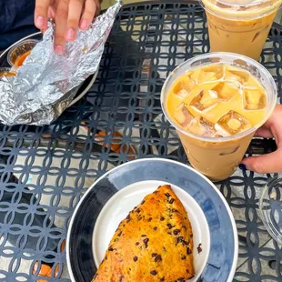 Chocolate Chip Scone + Vanilla Lattes! Check out my food blog on Instagram! @diningwithkels