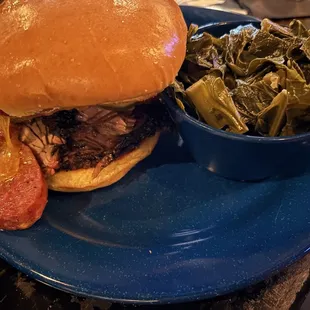 The Smitty with collard greens