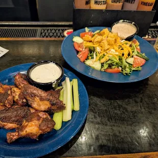 Pit Smoked Wings and a house salad