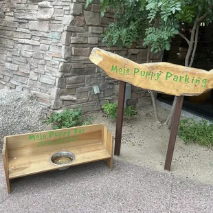 Adorable puppy station outside the cafe