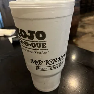 To go cup, we didn&apos;t even ask. Great service staff always.