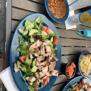 Turkey smoked salad and side of beans