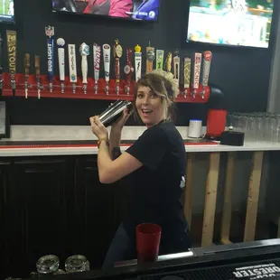 Tiffany behind the bar, even makes a mean margarita!!!