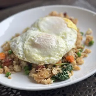 Pork Belly Breakfast Fried Rice with Over Easy eggs