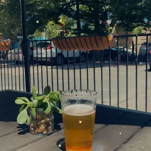 Outdoor seating with umbrellas for shade!