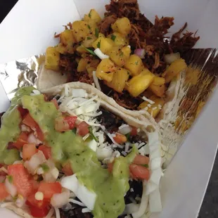 Veggie Taco, Carnitas Taco