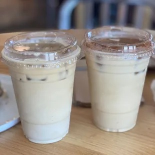 Large 16 oz latte and snickerdoodle latte