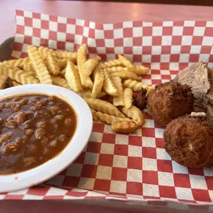 Brisket plate. Didn't love the brisket appearance, but it was pretty good.