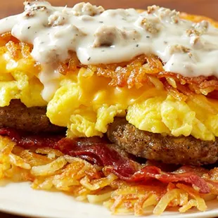 Bacon and sausage stuffed Hashbrowns