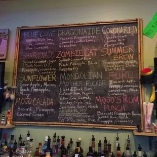 a menu on a chalkboard