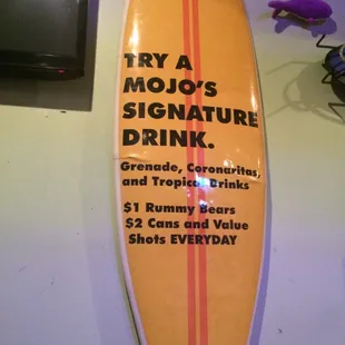 a surfboard on display
