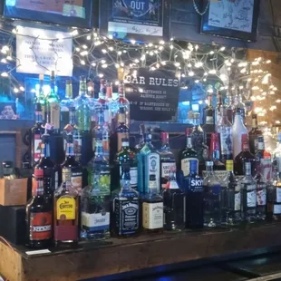 bottles of alcohol on the bar