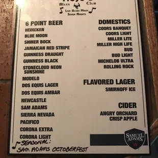 Our beer menu