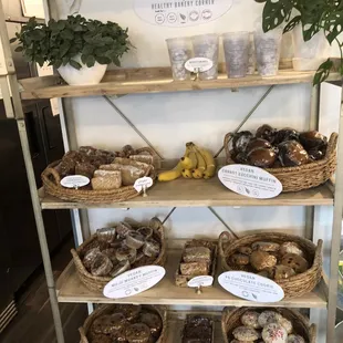 shelves of pastries and pastries