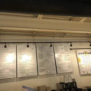menus on the wall