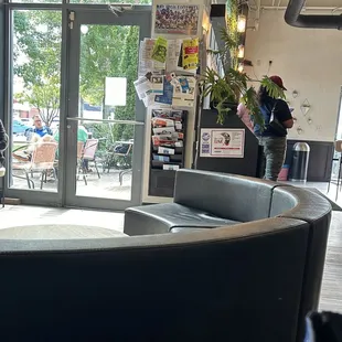 Seating area with patio in background