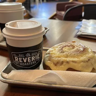 Cinnamon Roll and Coffee