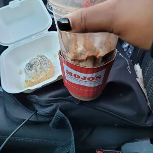 I got a peanut butter ice blended and a vegan scone.