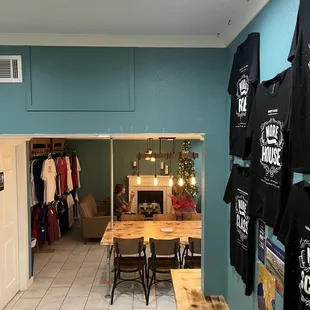 t - shirts hanging on the wall