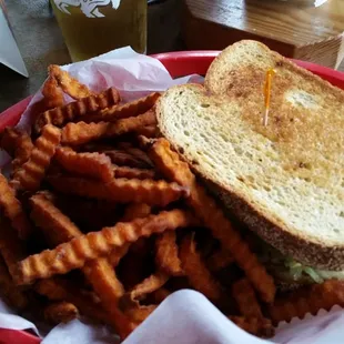 Avocado sandwich with sweet potato fries was good.