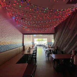 Fun lights in the back area of the restaurant.