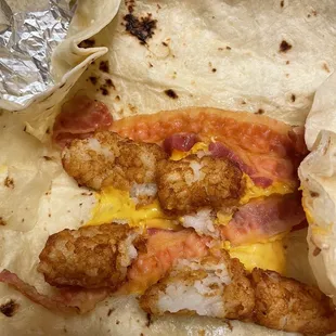 It's was supposed to be a bacon potato and cheese burrito it's just crap