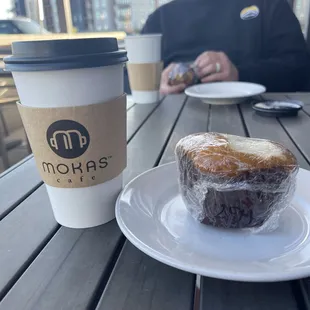 Pumpkin latte and pumpkin cream cheese muffin