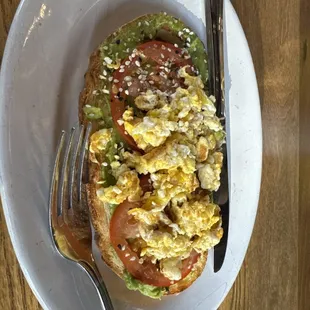 Avocado toast with scrambled egg