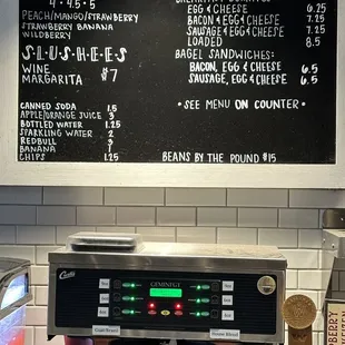Dinks and food menu as of 11-10-2023